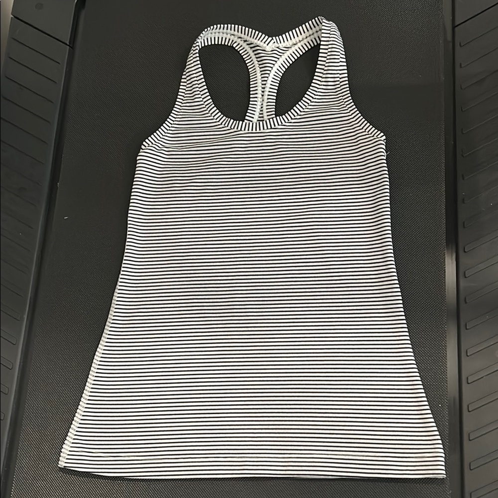 Lululemon Cool Racerback Tank Top-black/white stripe